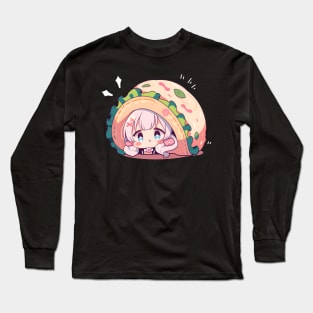 Taco Love Cute Chibi Girls Long Sleeve T-Shirt